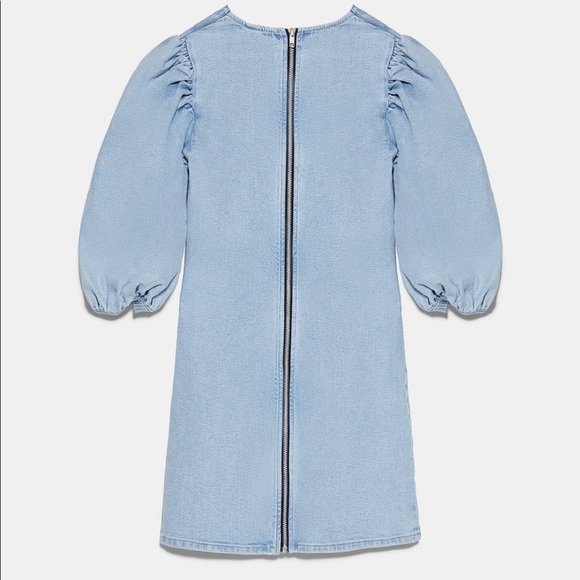 ZARA BNWT Denim Dress with Balloon Sleeves - Picture 5 of 11